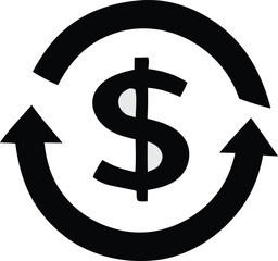 Obraz premium Circular arrows symbolizing financial exchange and dollar currency in a continuous loop