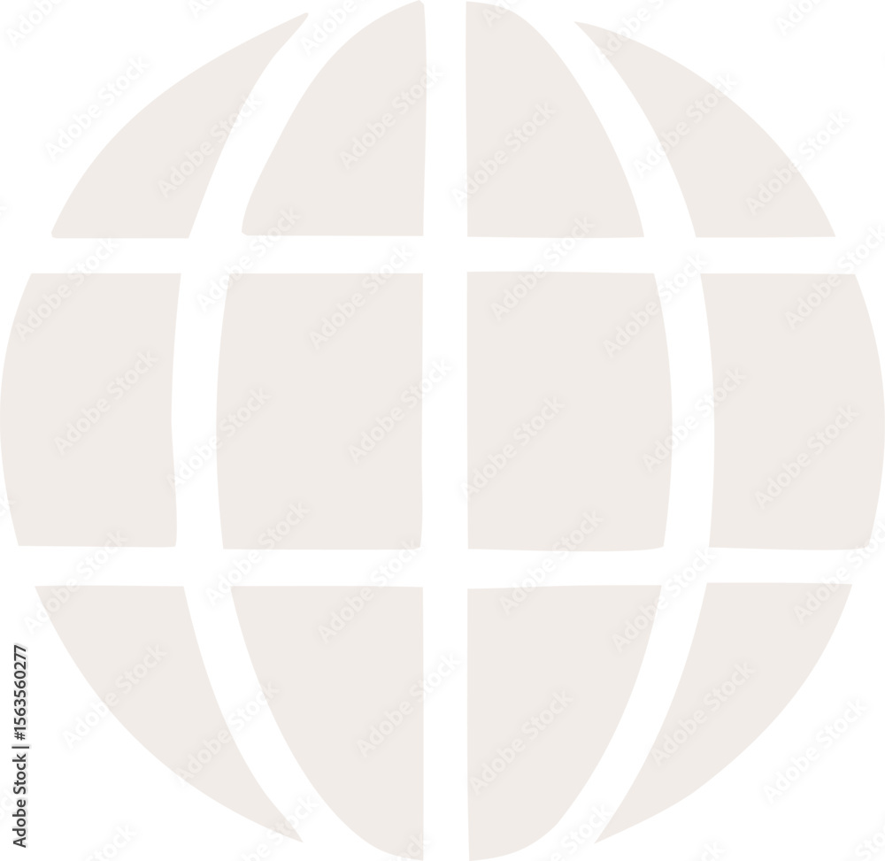 Poster stylized light beige globe icon with a subtle textured pattern representing global connectivity and 