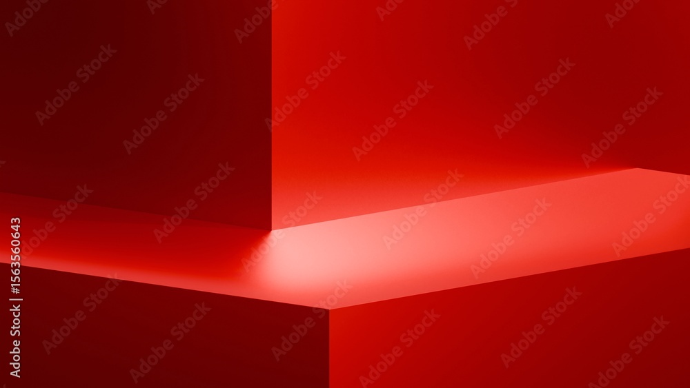 Poster red background for product presentation with shadows and light. empty podiums on red color. mockup. 