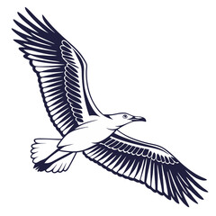 Flying Bird Isolated on White Background Vector Illustration