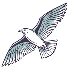 Flying Bird Isolated on White Background Vector Illustration