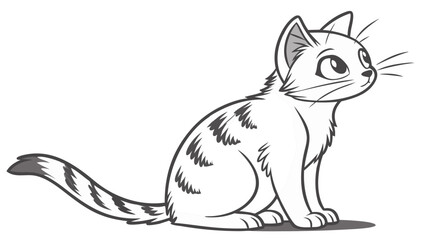 Cute Cat Sitting Isolated on White Background Vector Illustration