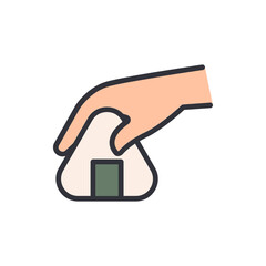 Hand Holding Delicious Onigiri A Traditional Japanese Rice Ball Treat