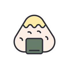 Playful Icon Of A Japanese Rice Ball Onigiri With Creamy Topping