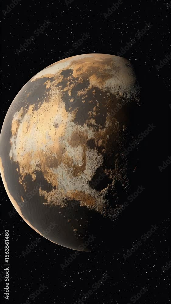 Aufkleber spherical celestial body with textured surface in a starfield background. celestial object appearanc
