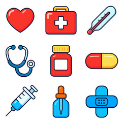 9 Medical Icons – Flat Healthcare & Medical Equipment Vector Set