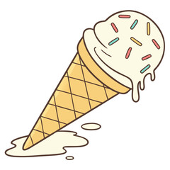 Ice Cream Cone Isolated on White Background Vector Illustration