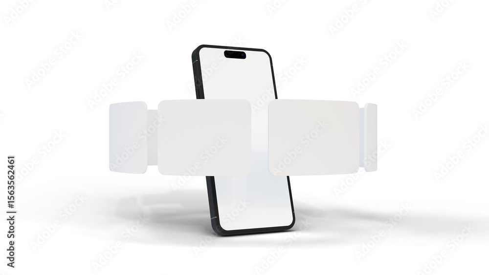 Aufkleber blank screen smartphone and empty screens mockup on isolated background. blank screen phone and blan