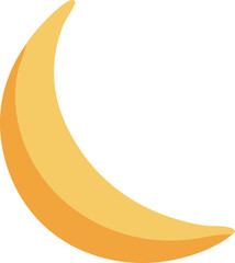 A vibrant golden crescent moon shape with subtle textured shading against a clean white background evoking celestial beauty
