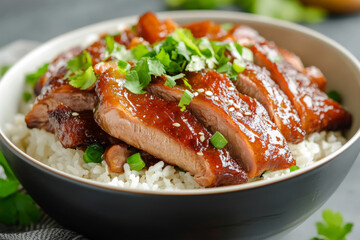 Homemade Duck Teriyaki Served Over Steamed Rice