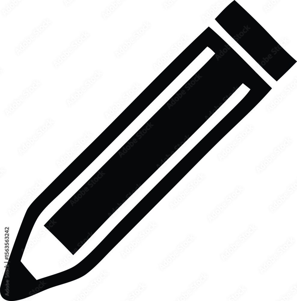 Aufkleber simple black and white icon of a graphite pencil with a sharpened tip and an eraser end