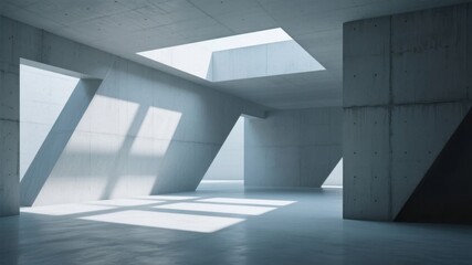 Obraz premium Concrete Room with Skylight and Angular Shadows