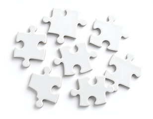 Obraz premium Scattered White Jigsaw Puzzle Pieces (Top View)