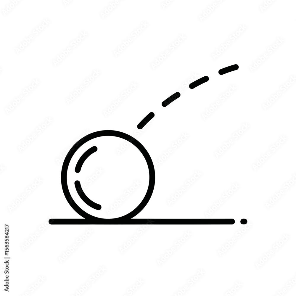 Poster vector icon of bouncing ball in motion on a flat surface