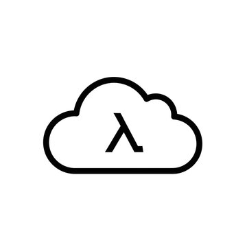 Cloud computing vector icon with lambda symbol in minimalist style  