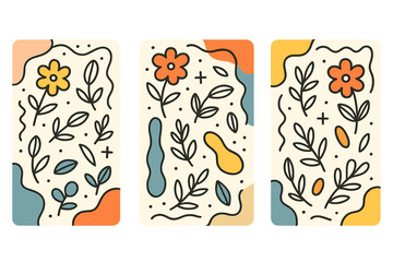 Colorful floral patterns with abstract shapes on a light background, perfect for creative projects