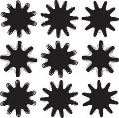 Abstract Jagged Blob Vector Set with Hand Drawn Spiky Shapes in Bold Graphic Style