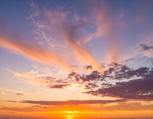 Fototapeta premium Vibrant Sunset with Cloud Trails