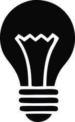Simple black silhouette of a classic incandescent light bulb with a zigzag filament symbolizing ideas and innovation