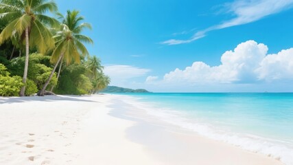 Tropical Beach with Palm Trees and Crystal Clear Waters
