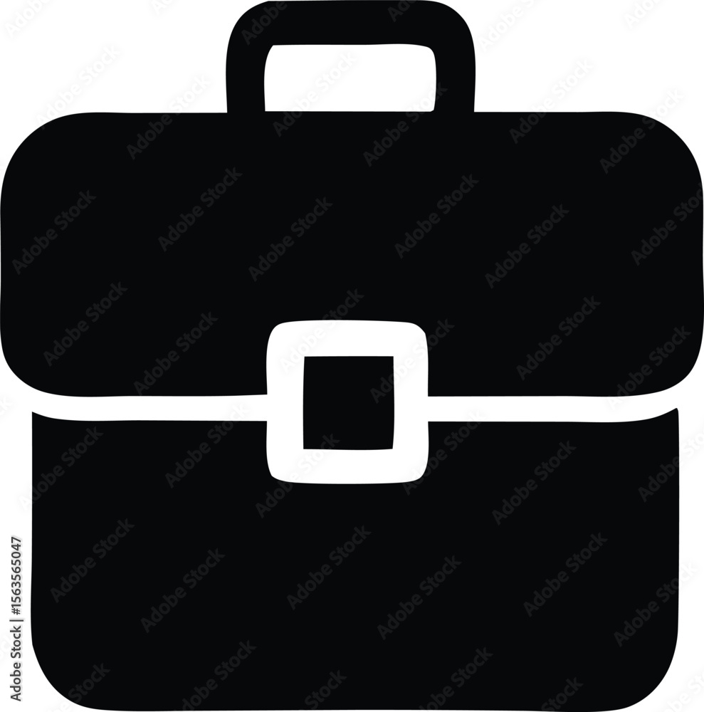 Poster simple black silhouette of a briefcase with a handle and a central clasp representing business and t