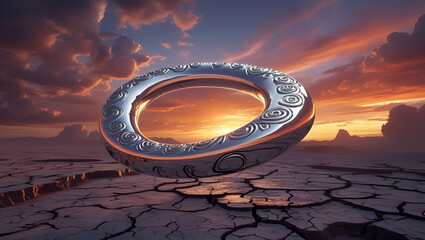 colossal highly reflective chrome torus ai genrative