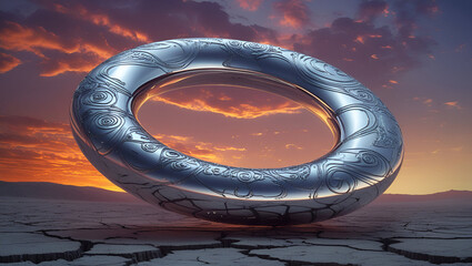 colossal highly reflective chrome torus ai genrative