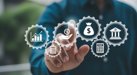Financial Technology (FinTech) Solutions: Business Growth, Investment, Banking, and Tax Management Automation Concept