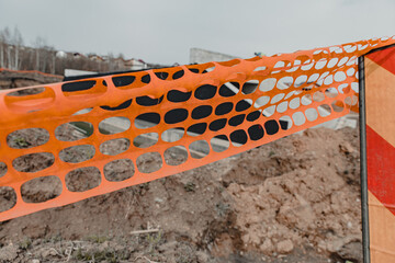 Orange Construction Fence Mesh, perforated safety orange plastic grid, construction site area