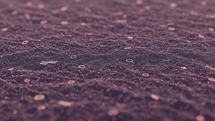 Network of Connected Nodes with Wavy Lines and Data Points, Dark Purple