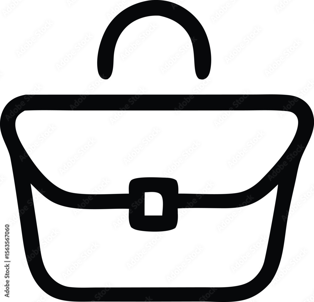 Aufkleber simple black outline icon representing a classic briefcase with a top handle and a front clasp closu