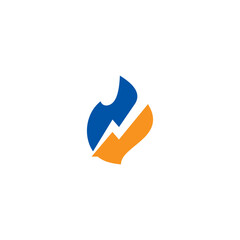 Gas or Flame and Electricity or Lightning logo or icon design