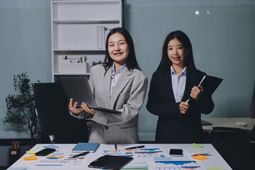 Accounting company provide finance and taxation planning for profitable cash flow, Auditor and accountant team working in office, analyze financial data and accounting record with calculator.Insight