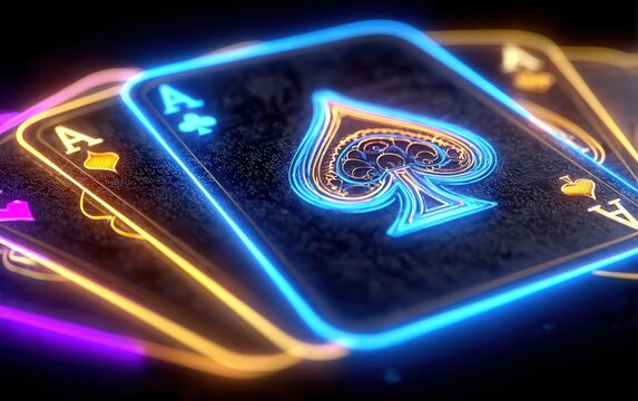 Glowing aces show poker luck