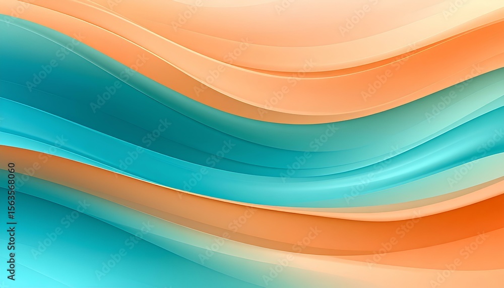 Aufkleber Abstract wave lines color gradient of pastel blue and orange with smooth textured background. soft color gradient background dark abstract background banner card poster wallpaper design website header