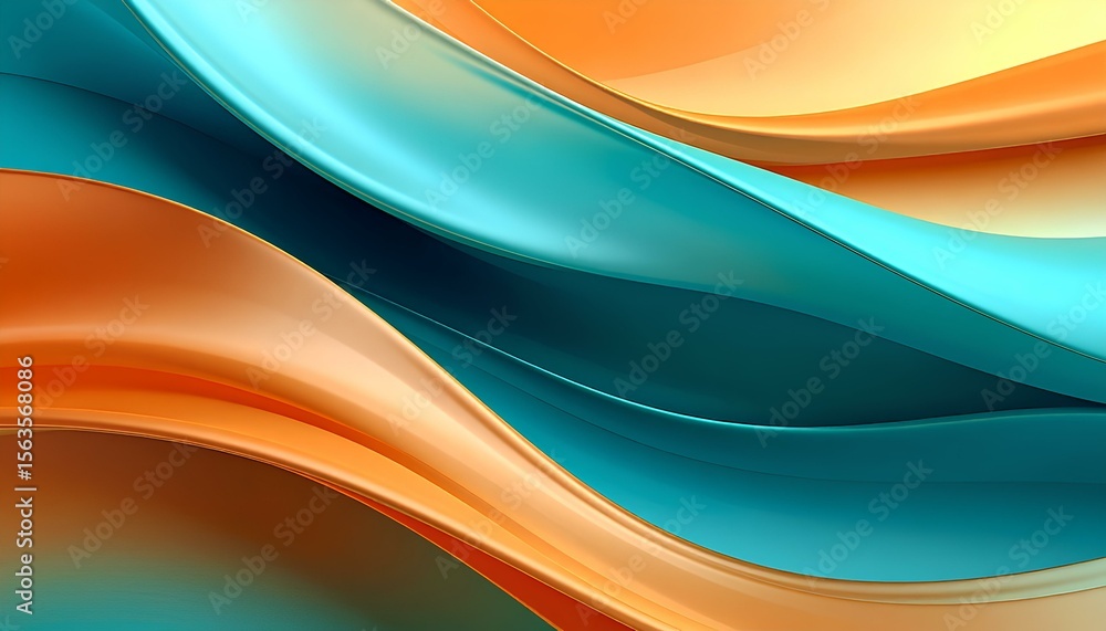 Aufkleber Abstract wave lines color gradient of pastel blue and orange with smooth textured background. soft color gradient background dark abstract background banner card poster wallpaper design website header