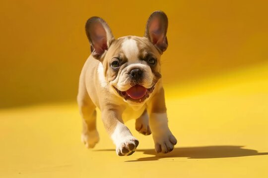 Bulldog running animal mammal yellow. - Powered by Adobe