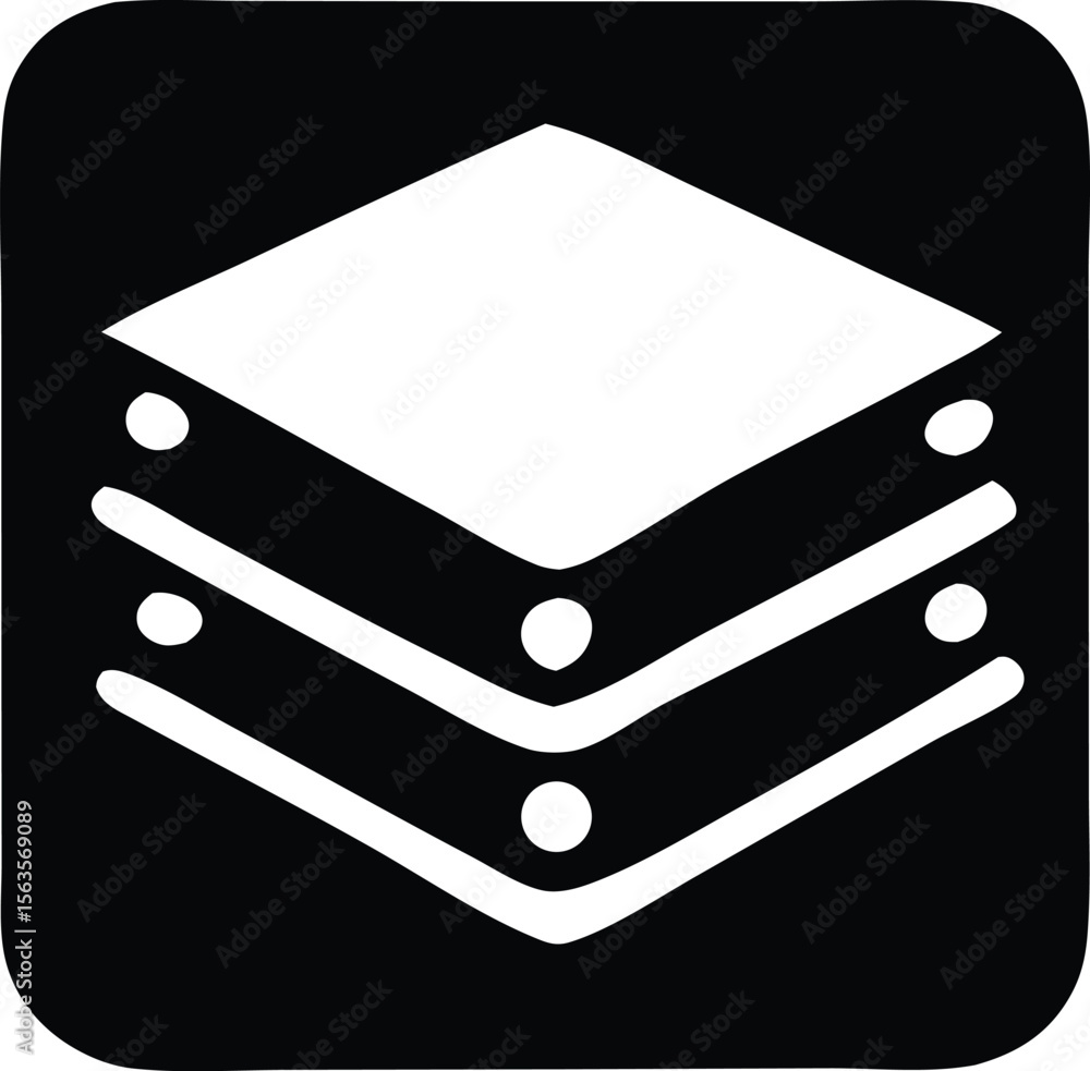 Poster abstract geometric icon representing stacked layers with circular elements symbolizing data or organ