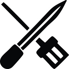 Stylized icon of crossed surgical scalpel and forceps representing medical procedures and healthcare