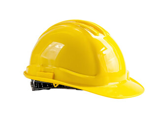 Bright yellow hard hat safety helmet construction worker, Isolated On Transparent Background, Png Cut Out