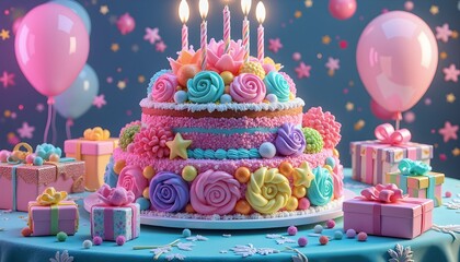 Vibrant Birthday Celebrations: Cakes, Balloons, and Festive Decorations