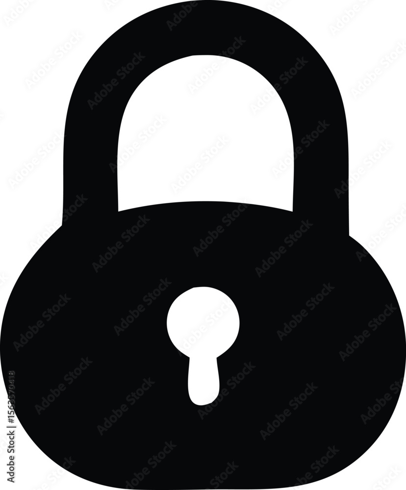 Poster simple black padlock icon with a white keyhole representing security privacy and protection against 