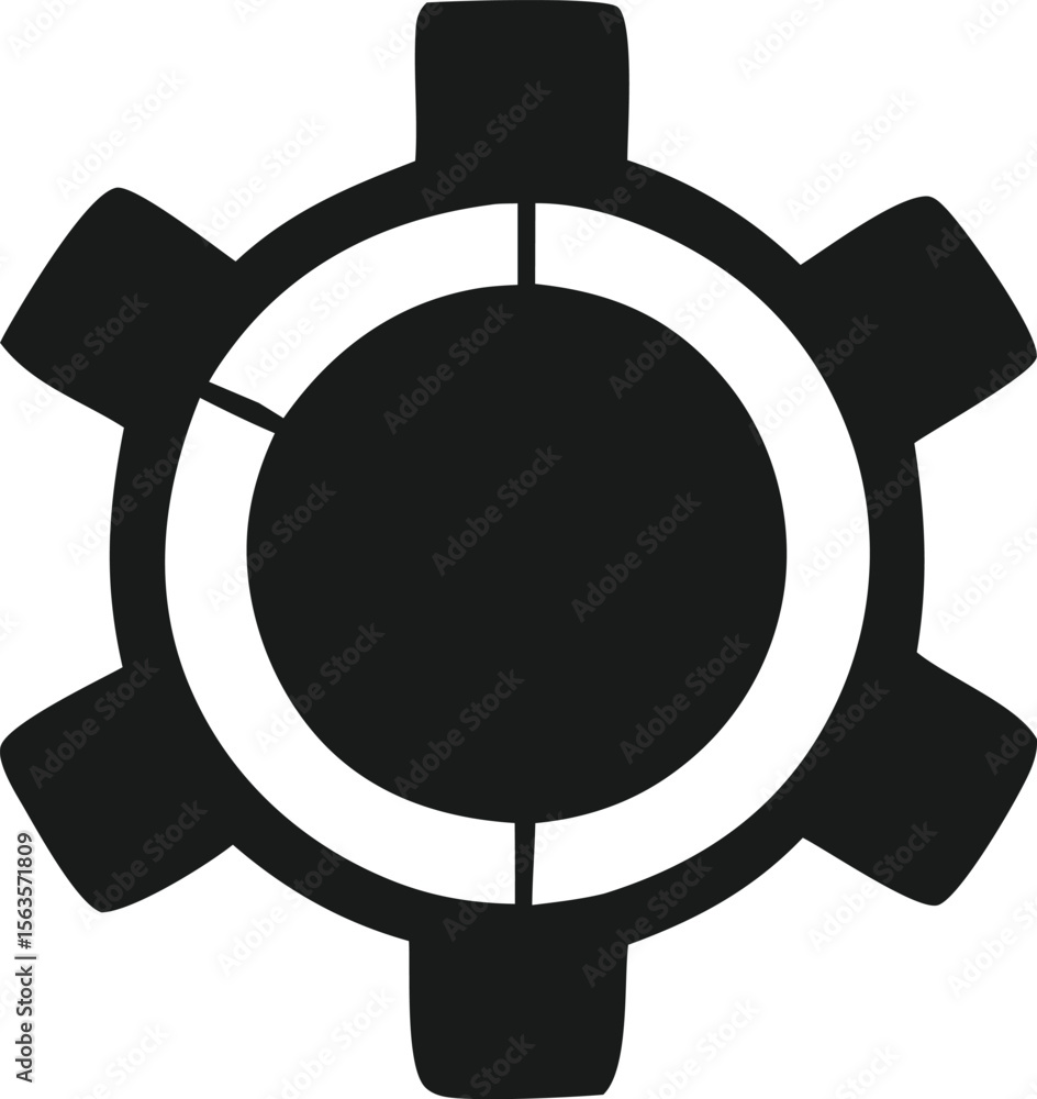 Poster abstract black gear with white segments on a white background representing progress or data visualiz
