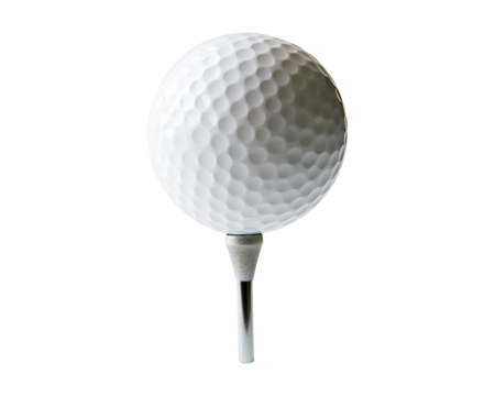 golf ball on pin on transparent background