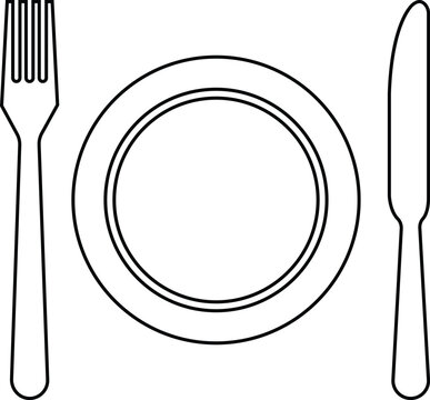 Tablespoon Table knife, Fork And Plate Dinner Set Vector Eatery symbol Kitchen utensil Tableware serving sign