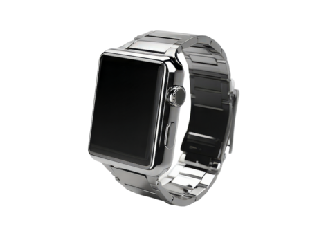 Sleek silver smartwatch modern technology wrist accessory, Isolated On Transparent Background, Png Cut Out - Powered by Adobe