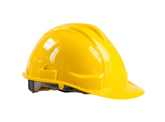 Bright yellow hard hat safety equipment construction worker, Isolated On Transparent Background, Png Cut Out