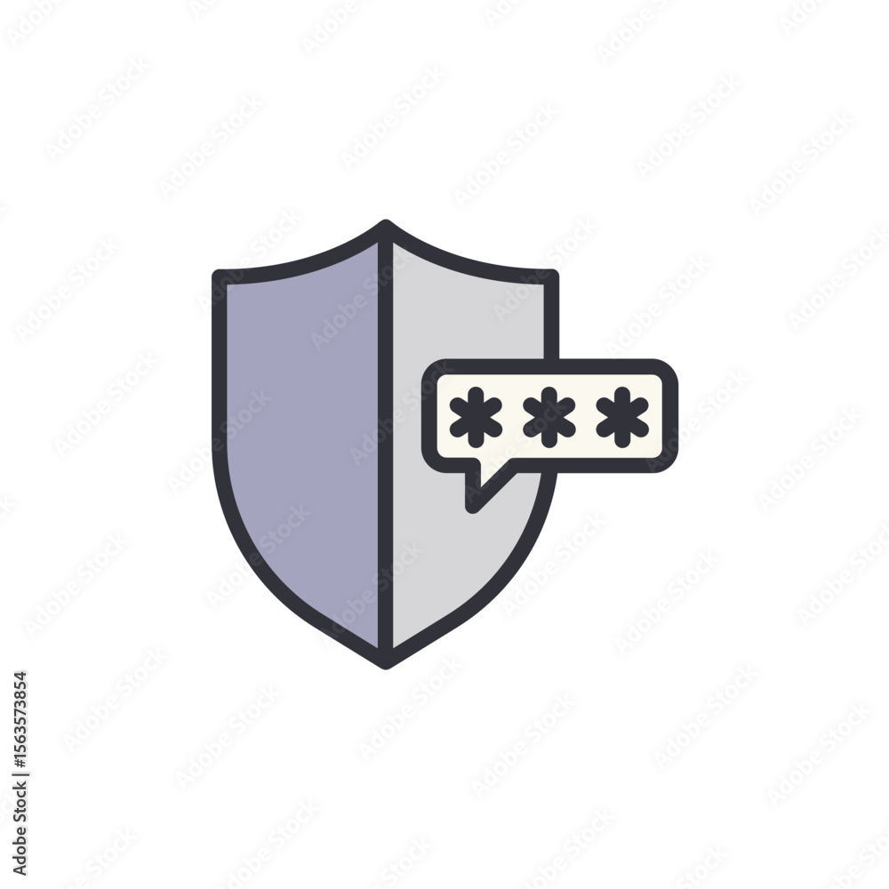Poster shield with password security for data protection concept design
