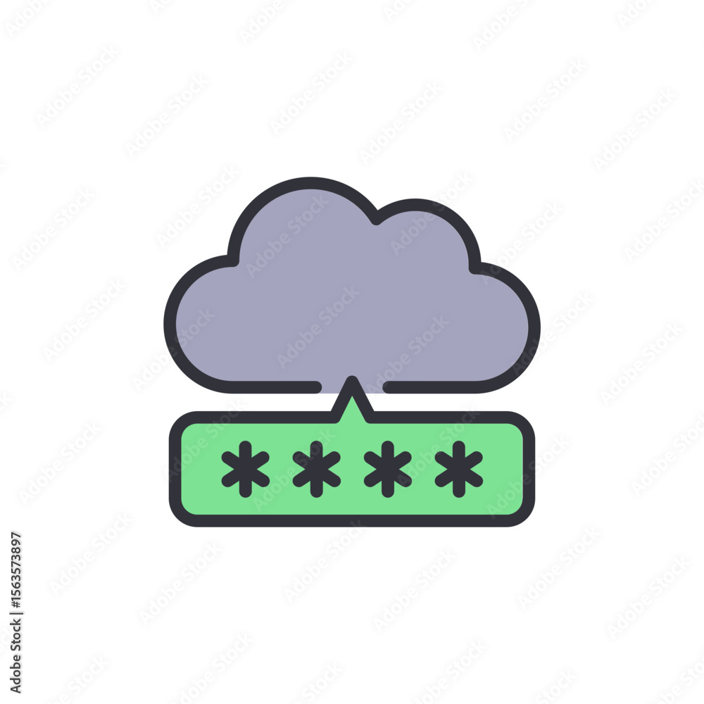 Aufkleber secured cloud data protecting with asterisks for safe information flow