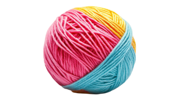 Crafting creativity with colorful yarn in a cozy workshop setting during a bright afternoon, perfect for knitting enthusiasts on transparent background - Powered by Adobe